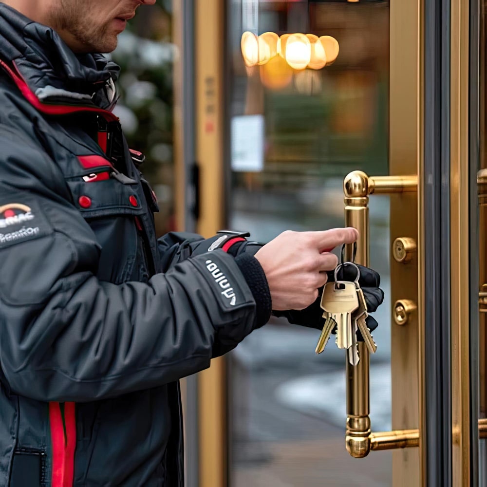 Serrurier expert à Bruxelles travaillant sur une serrure haute sécurité