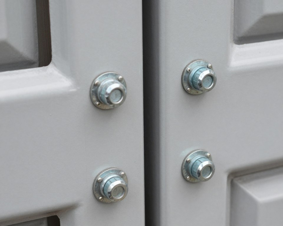 Détail des points de fermeture d'une porte blindée